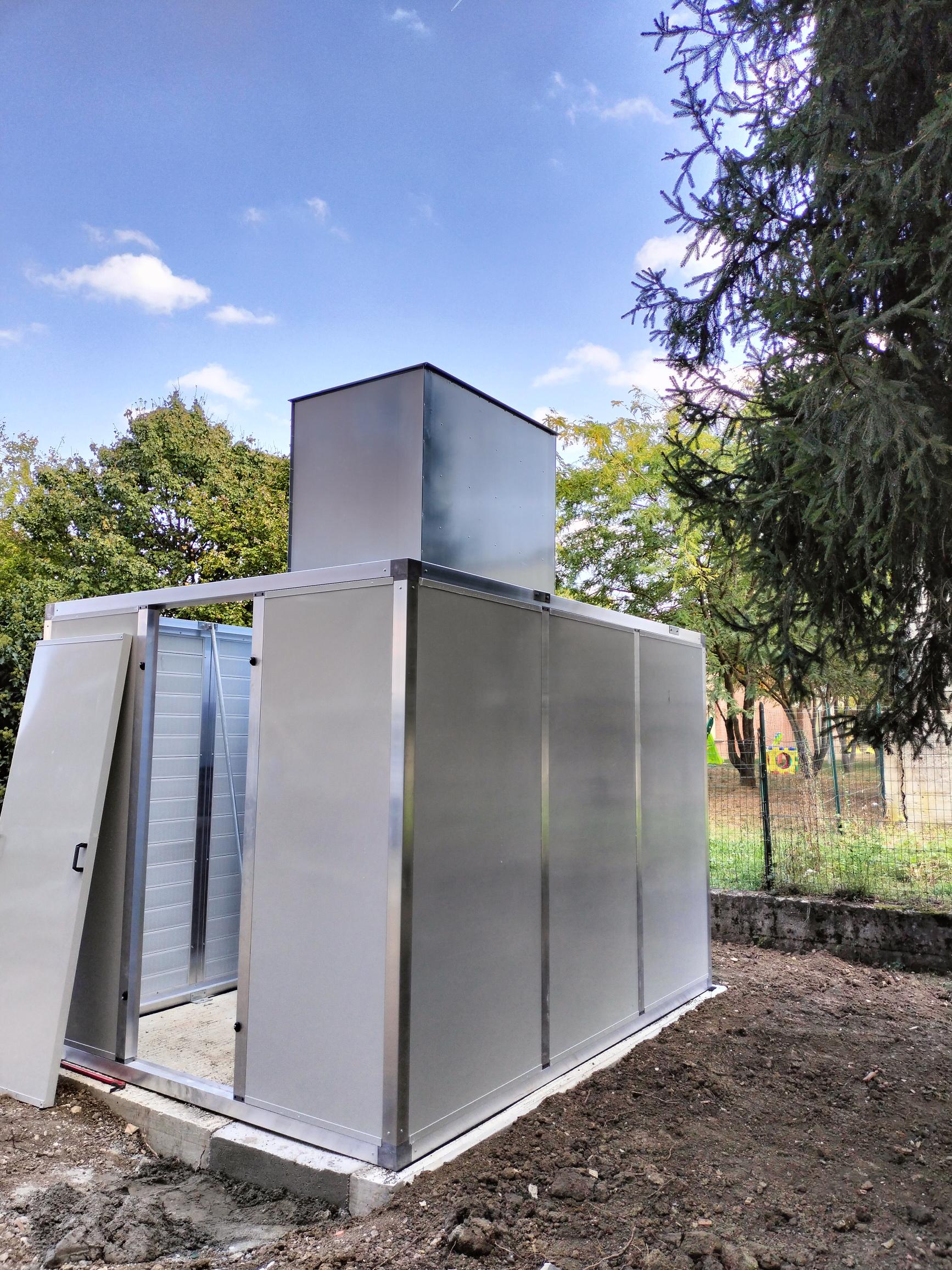 Schermatura acustica struttura, e pannelli, vista esterna, silenziatore 1