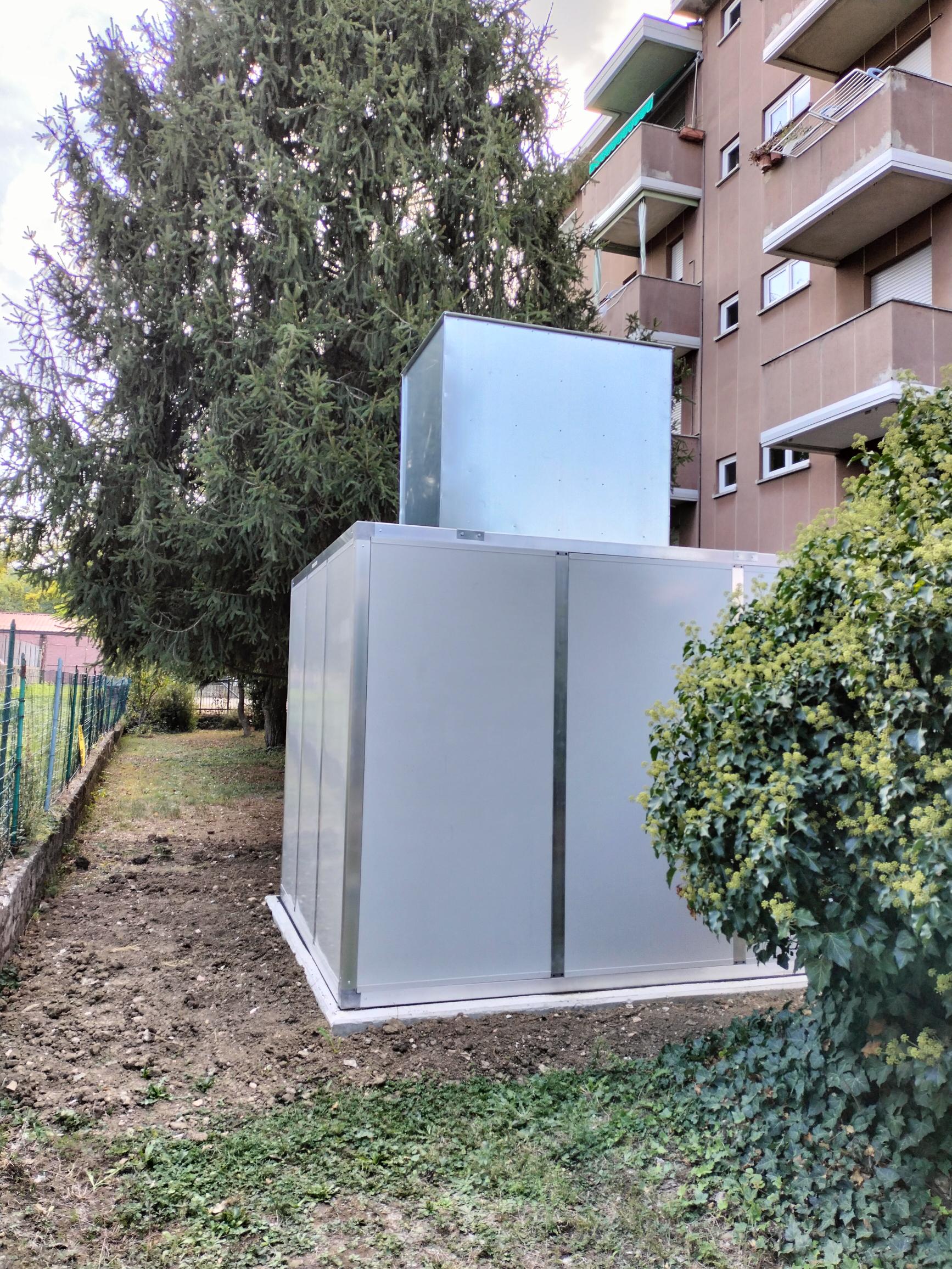 Schermatura acustica struttura, e pannelli, vista esterna, silenziatore 3