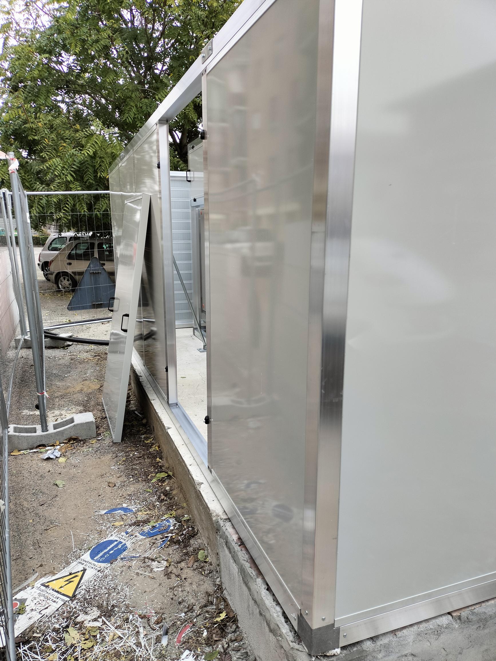 Schermatura acustica struttura, vista esterna pannello amovibile