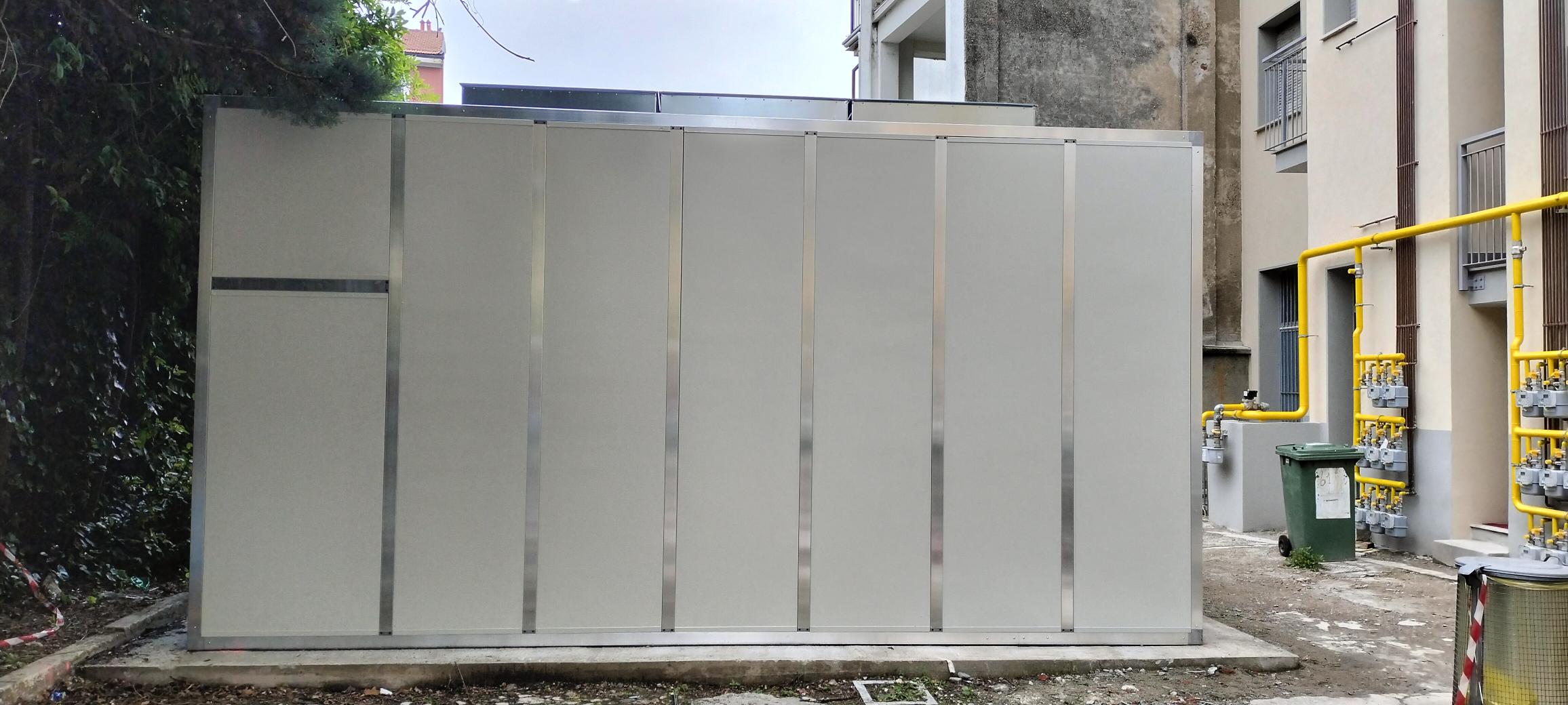 Schermatura acustica esterna struttura e pannelli, vista esterna