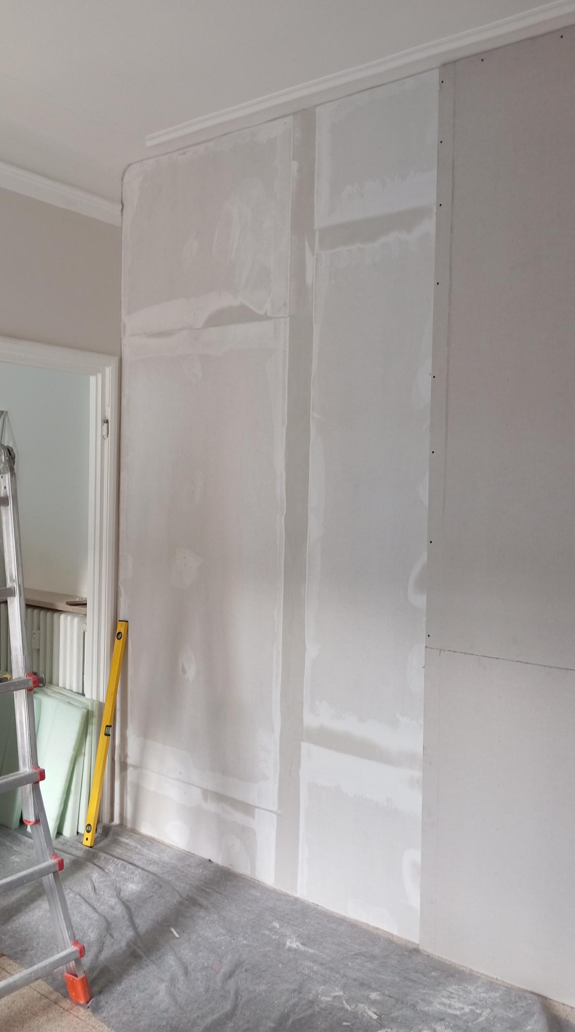 Isolamento acustico milano, rasatura primo strato lastre,3 e secondo strato lastre da 15 mm